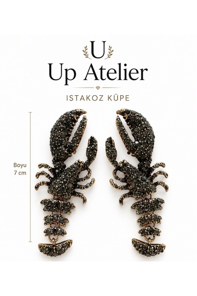 Up Atelier Special Design Zircon Stone Lobster Earrings 7cm