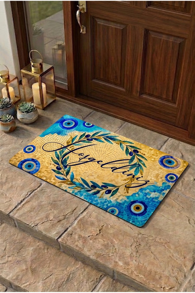 SoGood Concept Yellow Mosaics Design Doormat - Digital Printed Base Door Mat