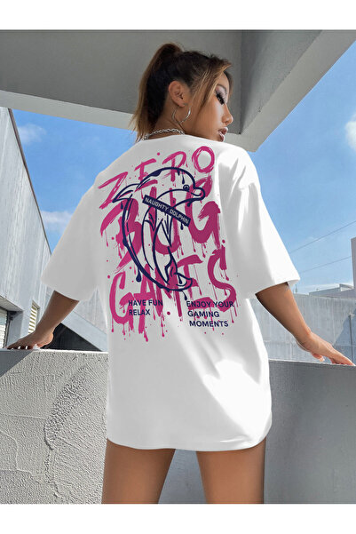 Adrift Tricou oversize cu desene animate și design grafic Seria Cartoon/Lette...