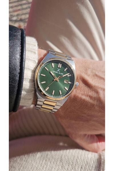 Daniel Klein Prestige Çift Renk Çelik Kordon Yeşil Kadran Orijinal 2 Yıl Gara...