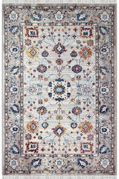 Carpettex Gri Otantik Halı Dijital Baskılı, Kaymaz Tabanlı, Yıkanabilir Leke Tutmaz Halı Kaymaz