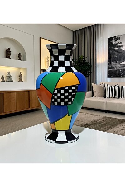 VERA HOME DECOR كولاريس، سيراميك مزخرف ملون مرسوم يدويًا، بنمط مربعات 25 سم. ...