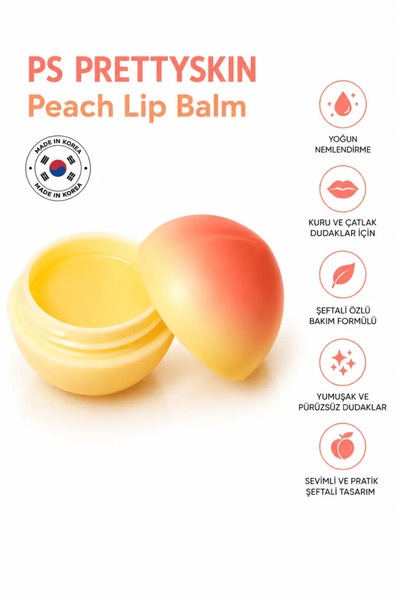 ps. prettyskin. Peach Lip Balm 9 Gr |   Moisturizing Peach Extract Lip Care Balm