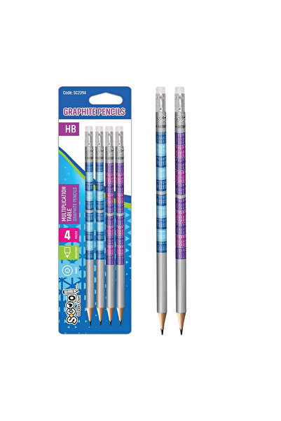 OEM Creioane grafit HB, tabla inmultirii, 4 cul/blister