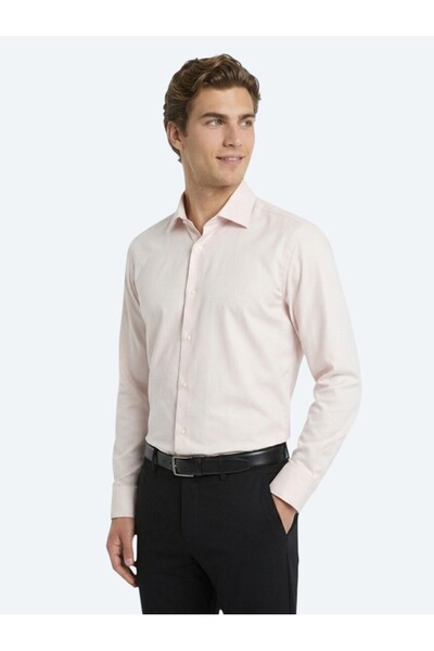 Kip Beige Plain Regular Fit Long Casual Shirt