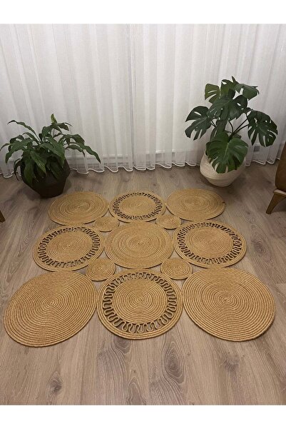 naylişhome Jüt Hasır Bej Kahverengi Salon Mutfak Koridor Kilim Paspas Çeyizli...