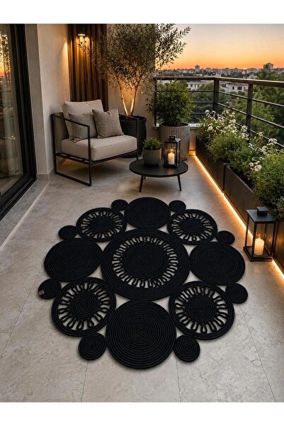 naylişhome Jüt Hasır Siyah Salon Mutfak Koridor Kilim Paspas Çeyizlik Hediyelik