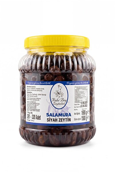 RUHİ BEY ZEYTİNLERİ Salamura Siyah Zeytin 1,6 Kg 261-320 adet