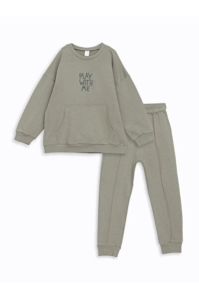LC Waikiki Crew Neck Long Sleeve Printed Baby Boy Sweatshirt and Sweatpants 2...