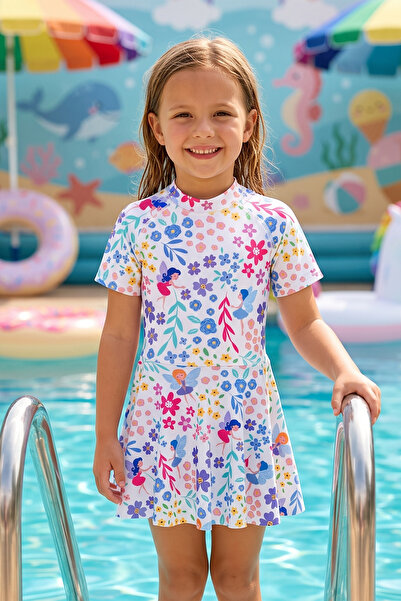 NEOPY Short Sleeve Girls' Dress Swimsuit 5228