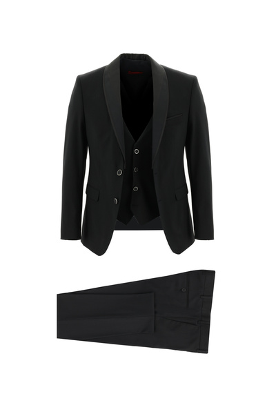 Kiğılı 7 Drop Slim Fit Dar Kesim Şal Yaka Yelekli Smokin & Damatlık
