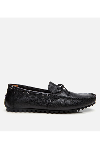 Hotiç Men's Leather Black Flexible Sole Casual Loafer