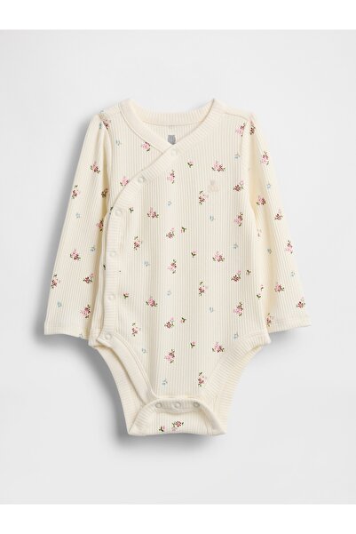 GAP Bebek Açık Bej First Favorites TinyRib Crossover Bodysuit