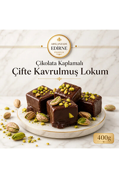 Arslanzade Çikolata Kaplamalı Fıstıklı Duble Kavrulmuş Lokum 400g