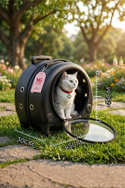 VİGİ STORE VG Premium Şeffaf Panoramik Kedi Taşıma Valizi XL – Çekçekli & Tek...