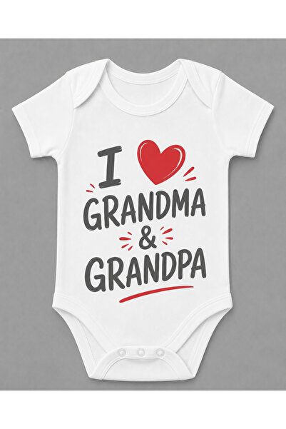 EYDUBABY Organic 100% Cotton I Love Grandma and Grandpa Written Baby Bodysuit...