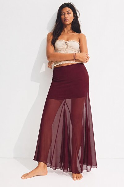 Bipantolon Women's A-Line Half Lining Detailed Lace Maxi Skirt