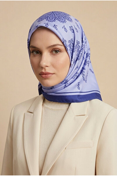 Mimelif وشاح آريا مينيمال منقوش من التويل مقاس 90x90 سم