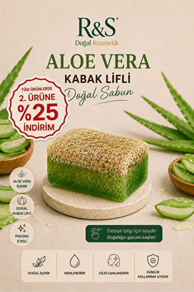 R&S Doğal Kozmetik Kabak Lifli Aloe Vera Sabunu - Doğal Peeling Ve Nemlendiri...