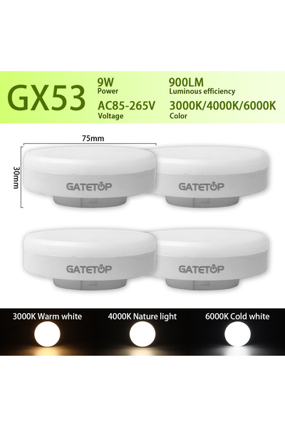 Choice Warm white 3000K 4pcs 9W 4PCS 15W 12W 9W GX53 LED Spot Light AC85-265V...