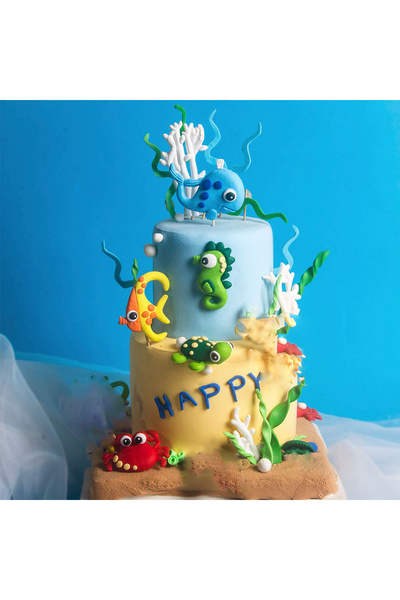 Choice1 5pcs style1 5PCS Under The Sea Cake Decoration Ocean Cake Topper Unde...