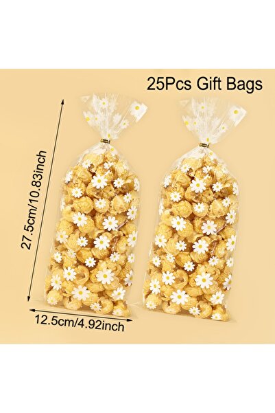 Choice as shown 25pcs 50Pcs Daisy Flower Candy Bags Transparent Cookie Biscui...