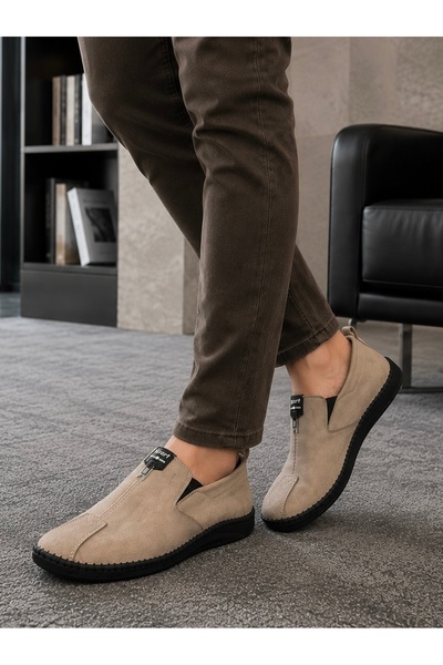 homiro Men's Genuine Leather Orthopedic Comfortable Daily Shoes-Sand