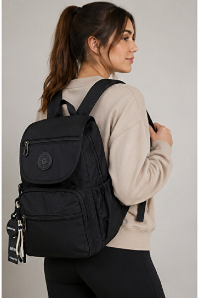 ÇantaExpress Black Water Resistant Fabric Unisex Daily School Backpack 5200