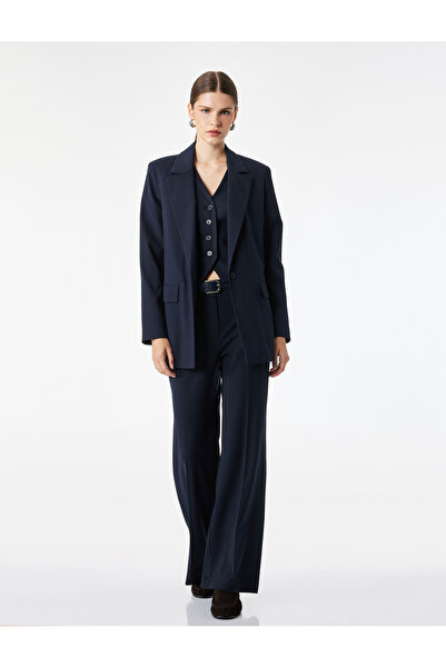 Koton High Waist Wide Leg Fabric Trousers with Pocket Belt Detail