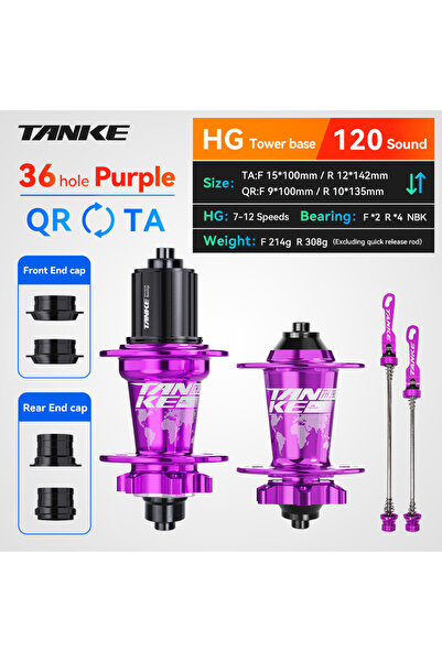 Choice 36H Purple TA-QR TANKE 120 Click Hub 6 Bearing MTB Hub Front Rear 28 3...