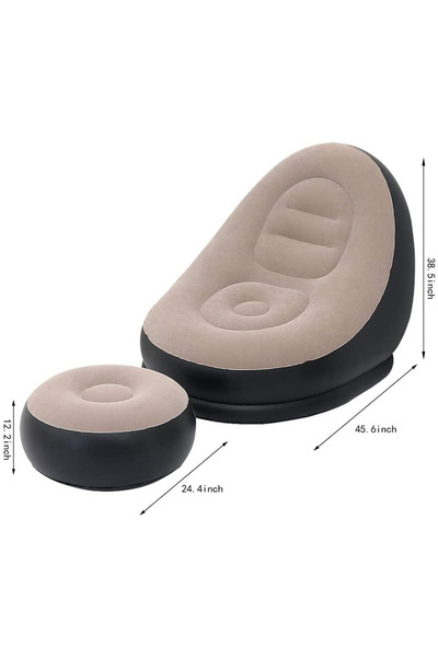 Generic Luxury Flocked Inflatable Sofa with Footrest – Thick Cushioned Portab...