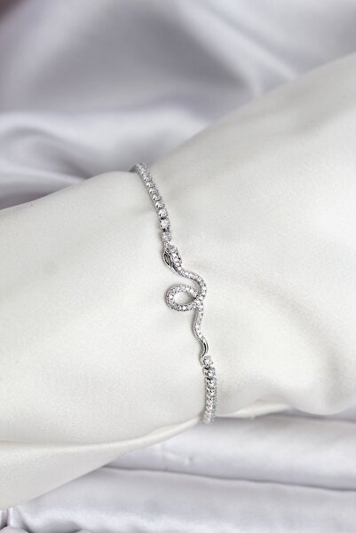 Inure Jewelry Snake Model Zircon Stone Silver Color Brass Waterway Women's Br...