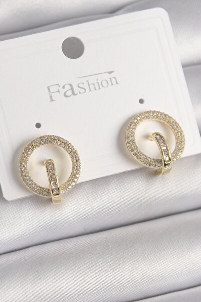 Inure Jewelry النحاس الذهب اللون الزركون حجر هوب نموذج أقراط نسائية
