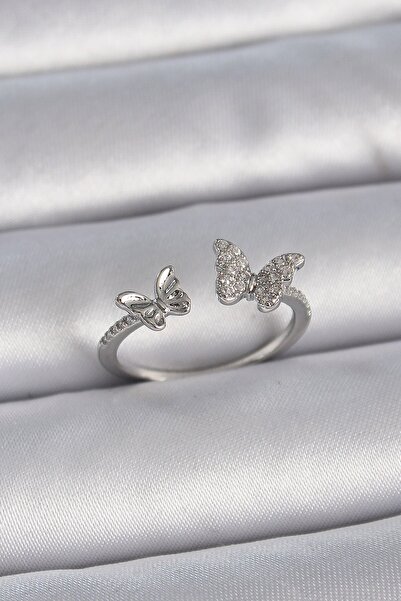 Inure Jewelry النحاس الفضة اللون قابل للتعديل الزركون حجر الفراشة نموذج خاتم ...