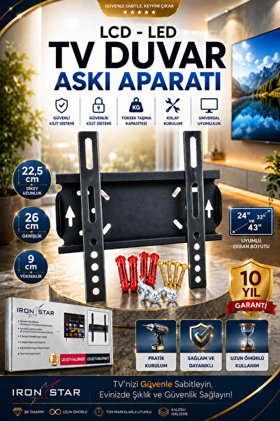 IRONSTAR TV Duvar Askı Aparatı / LCD LED TV Askı Aparatı / Sabit TV Askı Apar...