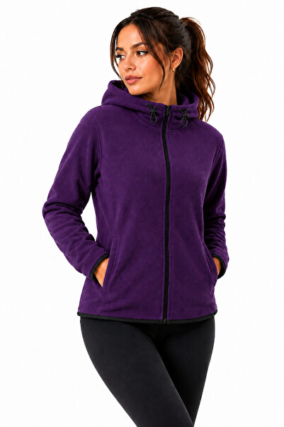 GHASSY CO Kadın Kapşonlu Fermuarlı Polar Sweatshirt