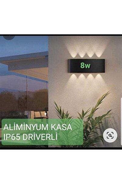FİLİZ MODERN 8W SİYAH RENK 3000 KLV (GÜNIŞIĞI) DIŞ MEKAN ÇİFT YÖNLÜ IP65 APLİK