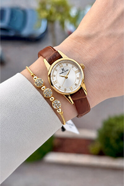 Daniel Klein Gold Case Brown Color Strap 25 mm Same as Pictured Women's Wrist...