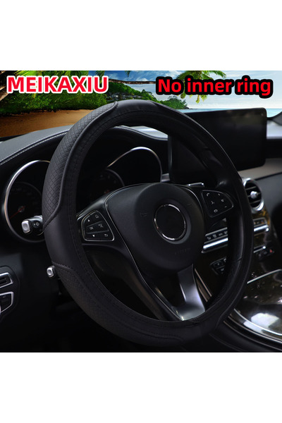 Choice4 black PU Leather Checkered Embossed Streamlined Car Rimless Steering ...