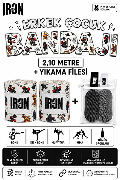 THE IRON ضمادة رياضية للأولاد للملاكمة والكيك بوكسينغ والمواي تاي والفنون الق...