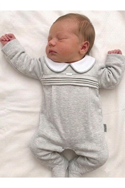 Babydola Erkek bebek tulum modal kumaş oeganik sade bebe yaka %100 organik pa...