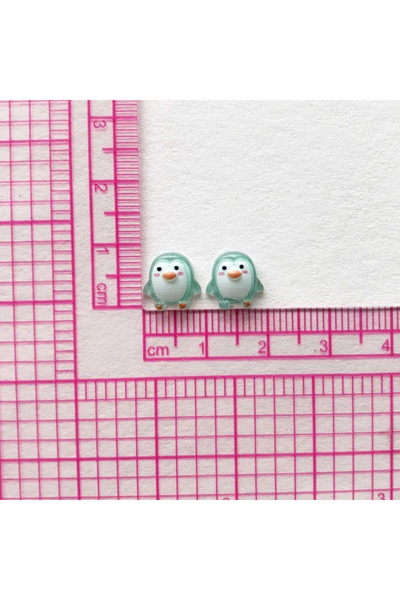 Choice Green 100pcs Cute 9mm Resin Mini Penguin Series Flat Back Stone Figuri...