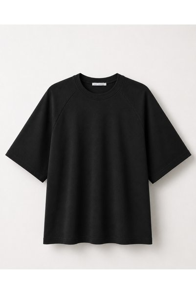 olleo studio Γυναικείο μαύρο κοντό μανίκι t-shirt από μοντάλ