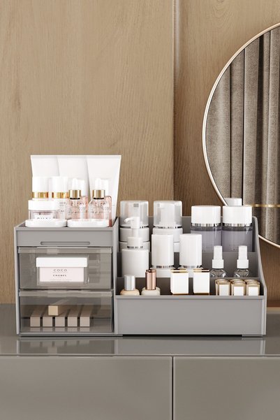 Pufwin Home منظم مكياج بأدراج Elegance XL لمستحضرات التجميل والمجوهرات والعطور والكريمات والأمصال