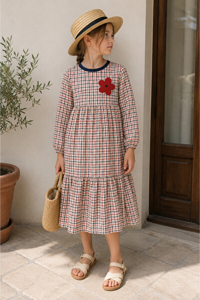 Angel&Co. Girls Clothing Καρό βαμβακερό φόρεμα για κορίτσια Modest Midi
