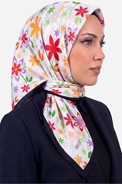 hadiora Women's Black and White Floral Patterned Organic Cotton Soft Scarf