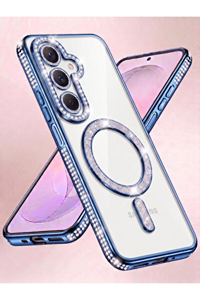Rivor Samsung Galaxy A17 Uyumlu Kılıf Kamera Korumalı Simli Magsafe Şarj Dest...