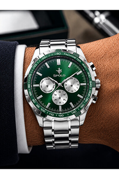 S.POLO Sports Men's Wristwatch Green Dial Bracelet Gift