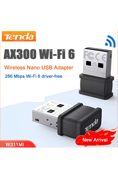 Tenda محول USB نانو لاسلكي W311MI-AX300 WiFi 6 بسرعة 286 ميجابت في الثانية مع...