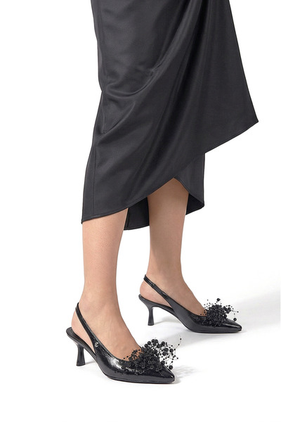 Gökhan Talay Noir Flexible Soft Non-Slip Sole (4/6 cm) Black Patent Leather H...